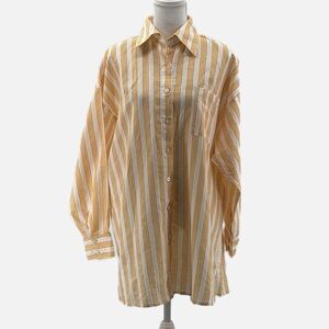 Charlie Holiday Linen & Cotton Striped Long Sleeve Button Front Shirt NWOT- Sz 4